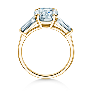 Verlobungsring Oval Tapered Baguette in 9K Gelbgold mit Diamanten 0,41ct G/SI