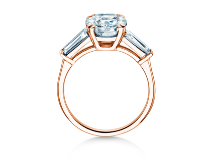 Verlobungsring Oval Tapered Baguette in 9K Roségold mit Labordiamanten 0,70ct E/VS