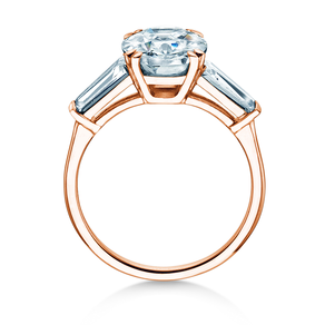 Verlobungsring Oval Tapered Baguette in 9K Roségold mit Labordiamanten 0,70ct E/VS
