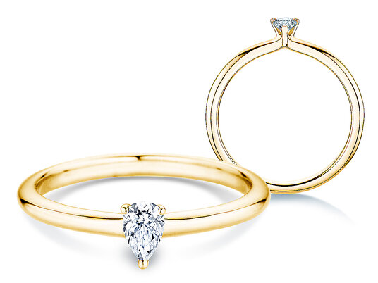 Verlobungsring Pear Clean in 14K Gelbgold mit Diamant 0,08ct G/SI