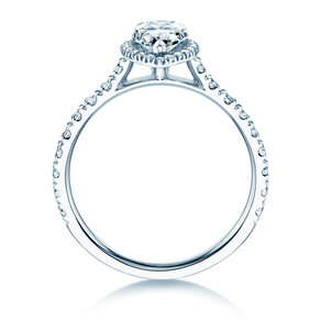 Verlobungsring Pear Halo Pavé in 9K Weißgold mit Labordiamanten 0,58ct E/VS