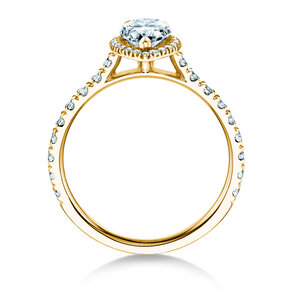 Verlobungsring Pear Halo Pavé in 9K Gelbgold mit Labordiamanten 0,58ct E/VS