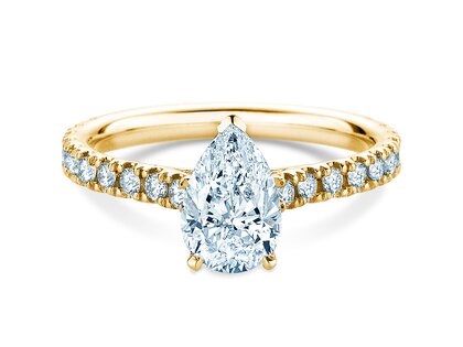Verlobungsring Pear Pavé in 9K Gelbgold mit Labordiamanten 0,81ct E/VS