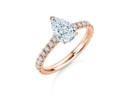 Verlobungsring Pear Pavé in 9K Roségold mit Diamanten 0,81ct G/SI
