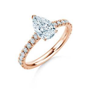 Verlobungsring Pear Pavé in 9K Roségold mit Diamanten 0,81ct G/SI