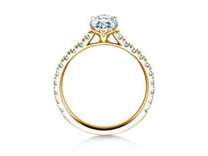 Verlobungsring Pear Pavé in 9K Gelbgold mit Labordiamanten 0,81ct E/VS