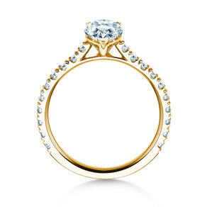 Verlobungsring Pear Pavé in 9K Gelbgold mit Labordiamanten 0,81ct E/VS