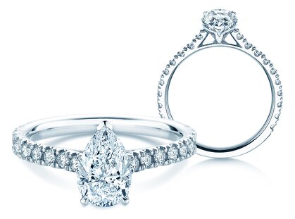 Verlobungsring Pear Pavé in Platin 950/- mit Diamanten 0,56ct G/SI