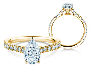Verlobungsring Pear Pavé Labordiamant