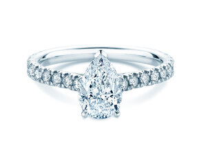 Verlobungsring Pear Pavé in 14K Weißgold mit Diamanten 0,81ct G/SI