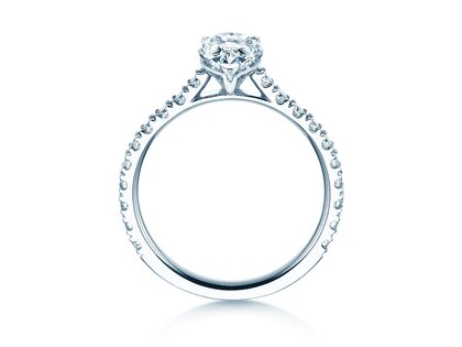 Verlobungsring Pear Pavé in 14K Weißgold mit Diamanten 0,81ct G/SI