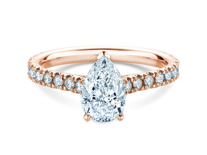 Verlobungsring Pear Pavé in 9K Roségold mit Diamanten 0,81ct G/SI