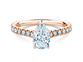 Verlobungsring Pear Pavé in 9K Roségold mit Diamanten 0,81ct G/SI
