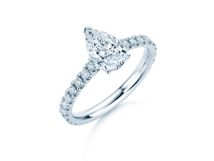 Verlobungsring Pear Pavé in 14K Weißgold mit Diamanten 0,81ct G/SI