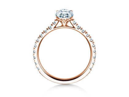 Verlobungsring Pear Pavé in 9K Roségold mit Diamanten 0,81ct G/SI