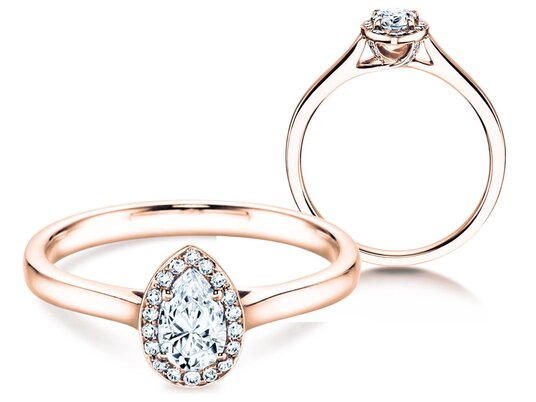 Verlobungsring Pear Shape in 14K Roségold mit Labordiamanten 0,65ct E/VS
