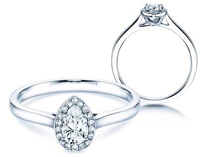 Verlobungsring Pear Shape in 9K Weißgold mit Labordiamanten 0,40ct E/VS