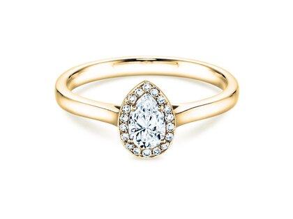 Verlobungsring Pear Shape in 9K Gelbgold mit Diamanten 0,40ct G/SI