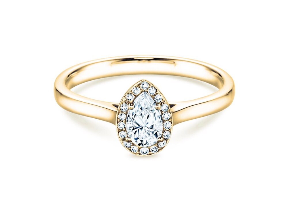 Verlobungsring Pear Shape in 18K Gelbgold mit Diamanten 0,50ct G/SI