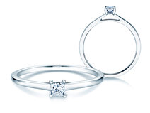Verlobungsring Princess in 9K Weißgold mit Diamant 0,15ct G/SI