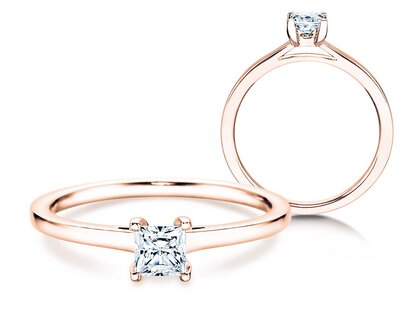 Verlobungsring Princess in 9K Roségold mit Diamant 0,15ct G/SI