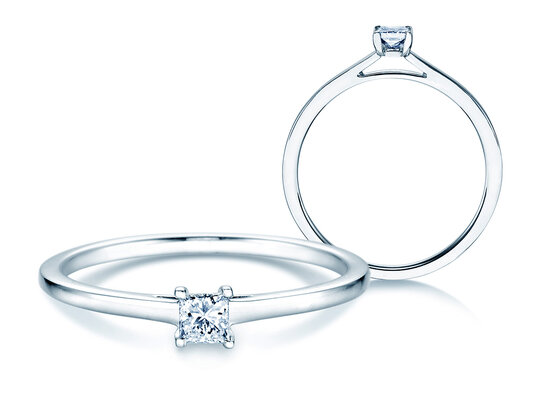 Verlobungsring Princess in 14K Weißgold mit Diamant 0,25ct G/SI