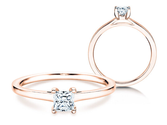 Verlobungsring Princess in 18K Roségold mit Diamant 1,00ct G/SI
