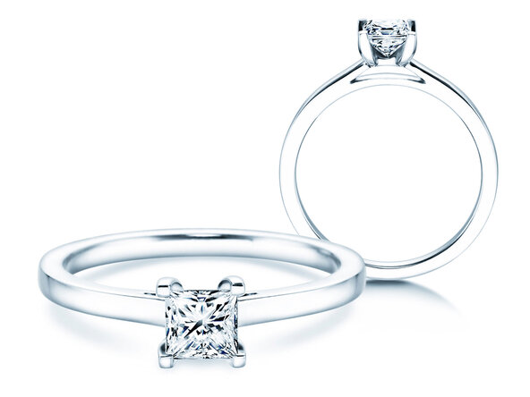 Verlobungsring Princess in 14K Weißgold mit Diamant 0,50ct G/SI