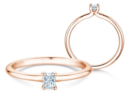 Verlobungsring Radiant Clean in 9K Roségold mit Diamant 0,08ct G/SI