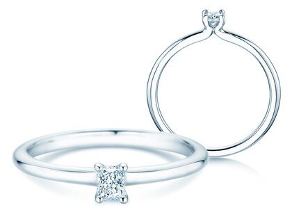 Verlobungsring Radiant Clean in 14K Weißgold mit Diamant 0,08ct G/SI
