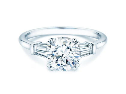 Verlobungsring Brilliant Tapered Baguette  in 14K Weißgold mit Diamanten 0,41ct G/SI