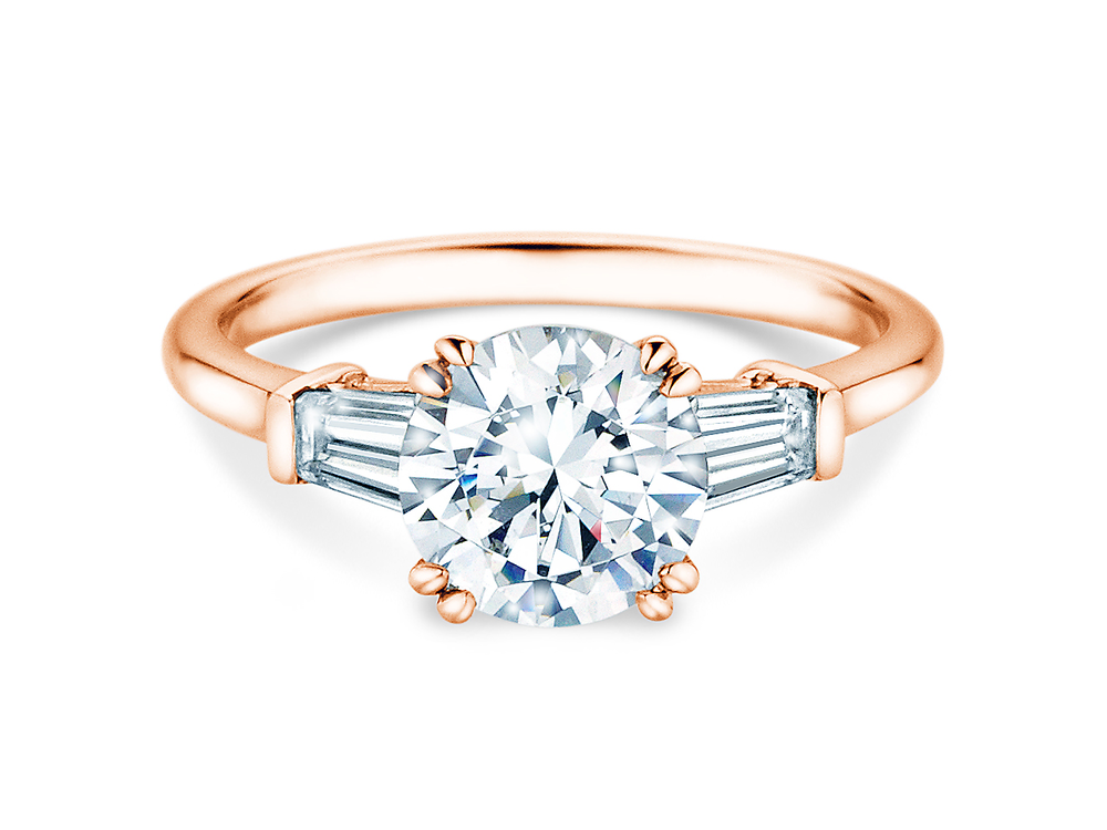 Verlobungsring Brilliant Tapered Baguette in 9K Roségold mit Diamanten 1,05ct G/SI