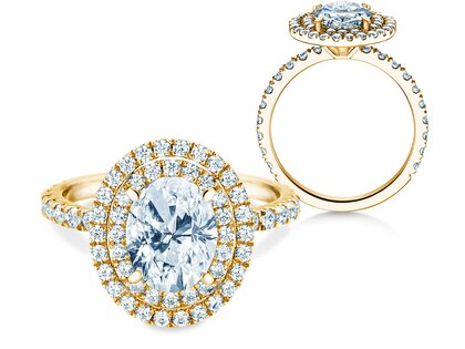 Verlobungsring The Orbit in 9K Gelbgold mit Labordiamanten 0,94ct E/VS