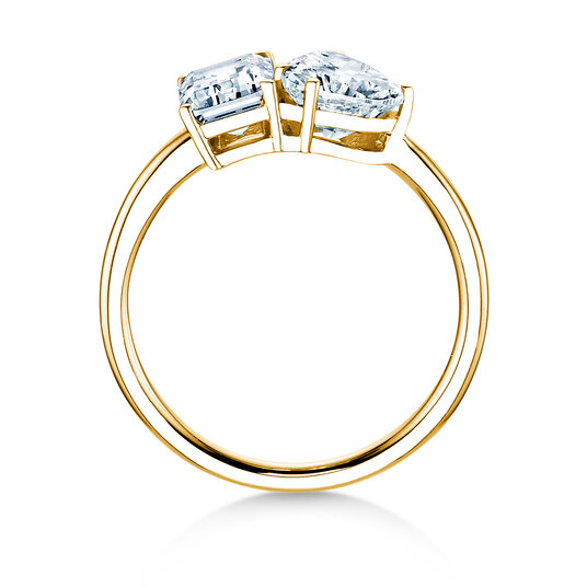 Verlobungsring Toi et Moi Emerald & Heart  in 18K Gelbgold mit Labordiamanten 0,65ct