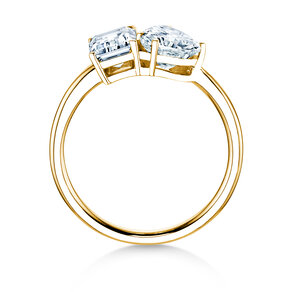 Verlobungsring Toi et Moi Emerald & Heart  in 9K Gelbgold mit Labordiamanten 0,40ct E/VS