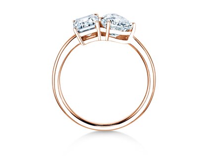 Verlobungsring Toi et Moi Emerald & Heart  in 9K Roségold mit Diamanten 0,65ct G/VS