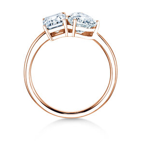 Verlobungsring Toi et Moi Emerald & Heart  in 9K Roségold mit Diamanten 0,65ct G/VS