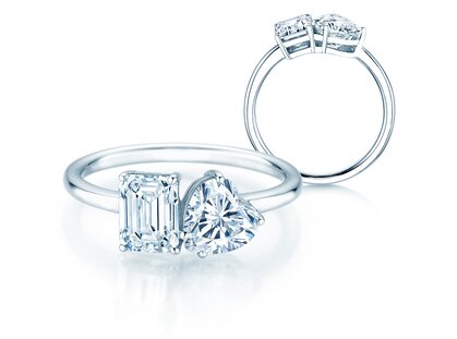 Verlobungsring Toi et Moi Emerald & Heart  Labordiamant