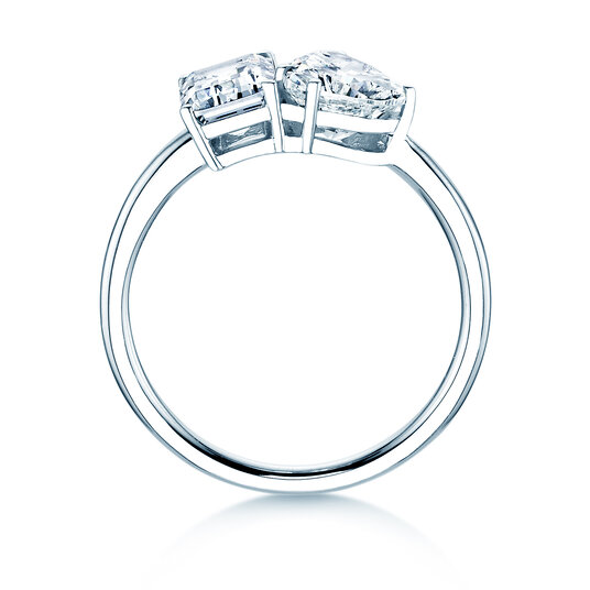 Verlobungsring Toi et Moi Emerald & Heart  in 9K Weißgold mit Labordiamanten 1,75ct
