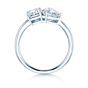 Verlobungsring Toi et Moi Emerald & Heart  in 14K Weißgold mit Diamanten 0,40ct G/VS
