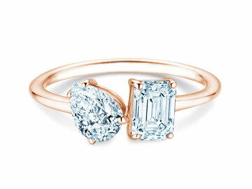 Verlobungsring Toi et Moi Pear & Emerald Labordiamant