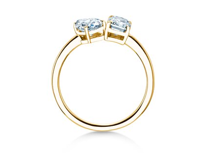 Verlobungsring Toi et Moi Pear & Emerald in 9K Gelbgold mit Labordiamanten 0,30ct E/VS