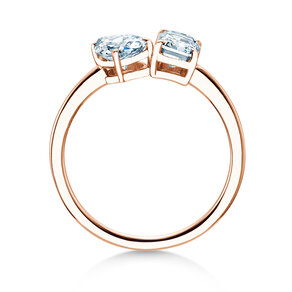 Verlobungsring Toi et Moi Pear & Emerald in 9K Roségold mit Diamanten 0,30ct G/VS