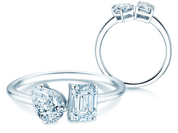 Verlobungsring Toi et Moi Pear & Emerald Labordiamant