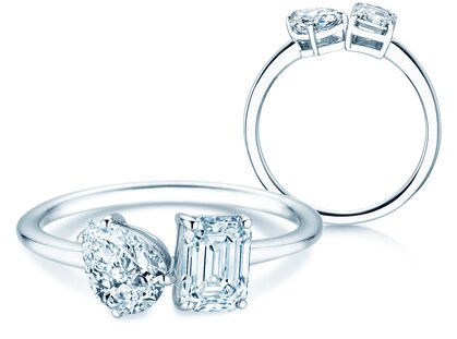 Verlobungsring Toi et Moi Pear & Emerald Labordiamant