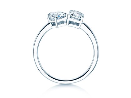 Verlobungsring Toi et Moi Pear & Emerald in 14K Weißgold mit Labordiamanten 0,30ct E/VS