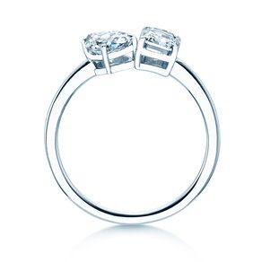 Verlobungsring Toi et Moi Pear & Emerald in 14K Weißgold mit Labordiamanten 0,30ct E/VS
