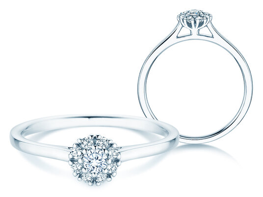 Verlobungsring Bloom in 14K Weißgold mit Diamanten 0,22ct G/SI