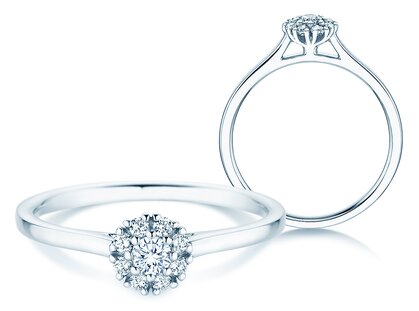 Verlobungsring Bloom in 14K Weißgold mit Diamanten 0,22ct G/SI