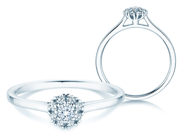Verlobungsring Bloom in 14K Weißgold mit Diamanten 0,22ct G/SI